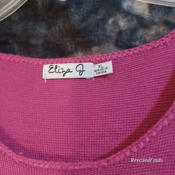 Eliza J Missy Sweater Dress Striped Black Grey Pink - XL - Picture 4 of 8